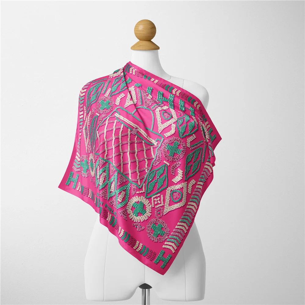 Саржевый шелковый шарф женская сумка с геометрическим принтом квадратные шарфы