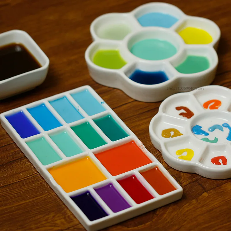 Watercolor Palette Ceramic Oil Paint Palette Round Plum Shape White Porcelain for Gouache Acrylic Mixed Color Tray Art Supplies
Watercolor Palette Ceramic Oil Paint Palette Round Plum Shape White Porcelain for Gouache Acrylic Mixed Color Tray Art Supplies