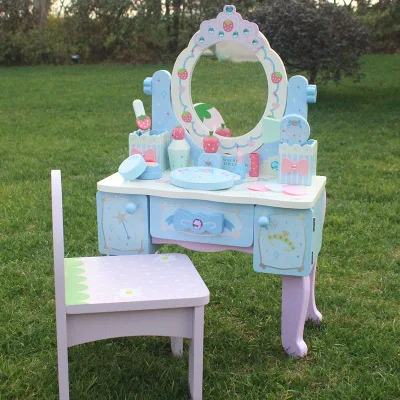 New princess strawberry dressing table + chair play makeup girls toys girl role Makeup mirror wooden | Игрушки и хобби