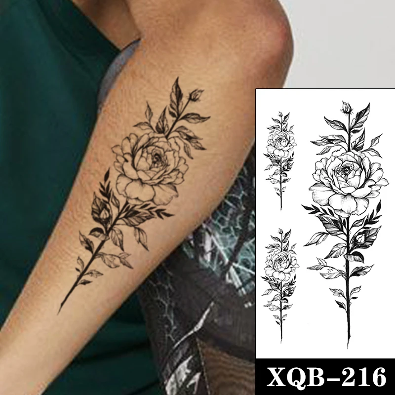 Temporary Tattoo Stickers Black Peony Rose Flowers Branches and Leaves Fake Tattoos Waterproof Tatoos Arm Large Size Women Girl
Temporary Tattoo Stickers Black Peony Rose Flowers Branches and Leaves Fake Tattoos Waterproof Tatoos Arm Large Size Women Girl