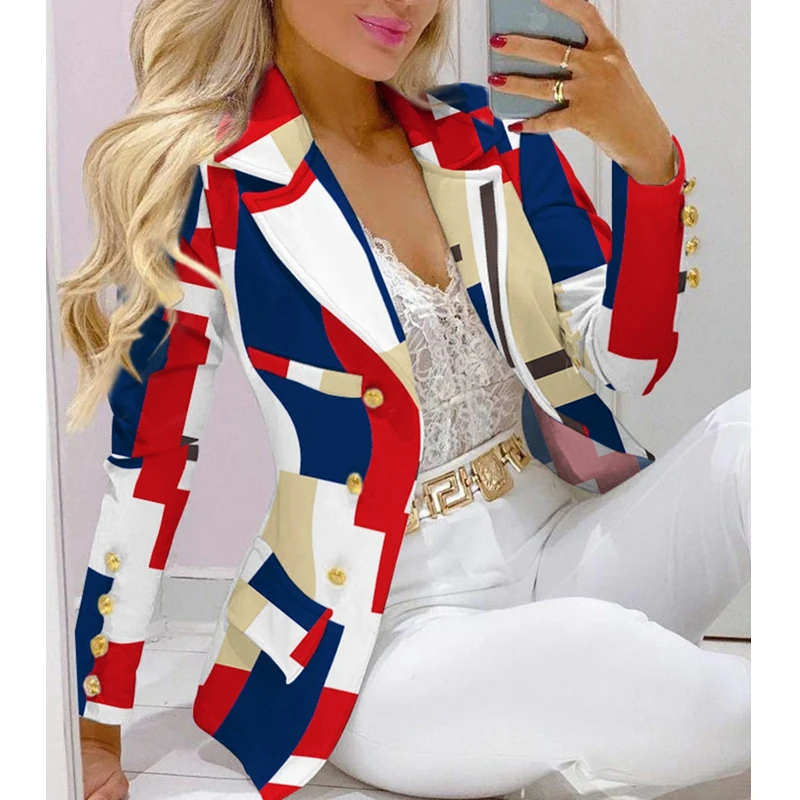 Mandylandy Blazer Women Long Sleeve Slim Fits Suits Coats Chain Printed Double Breasted Casual Fashion Ladies Jacket Outwear
Mandylandy Blazer Women Long Sleeve Slim Fits Suits Coats Chain Printed Double Breasted Casual Fashion Ladies Jacket Outwear