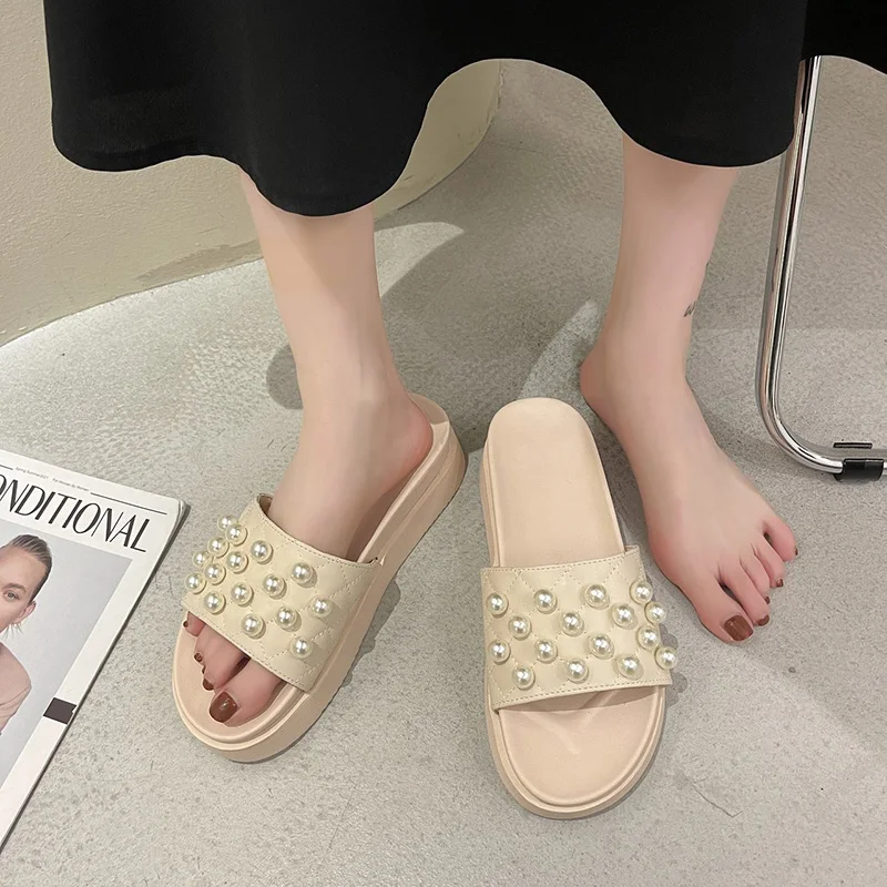 Med Flat Shoes Female String Bead Ladies' Slippers Slipers Women Luxury Slides Platform 2021 Beach Designer Fashion PU Beach Sho
Med Flat Shoes Female String Bead Ladies' Slippers Slipers Women Luxury Slides Platform 2021 Beach Designer Fashion PU Beach Sho
