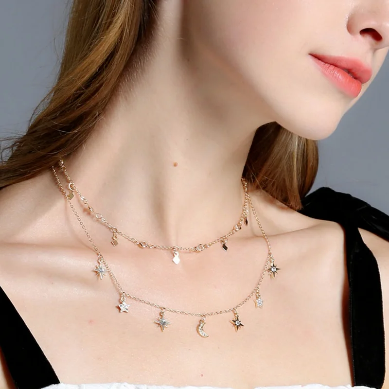 Star and Moon Pendant Multilayer Clavicle Necklace for Women Fashion Jewelry 2021
Star and Moon Pendant Multilayer Clavicle Necklace for Women Fashion Jewelry 2021