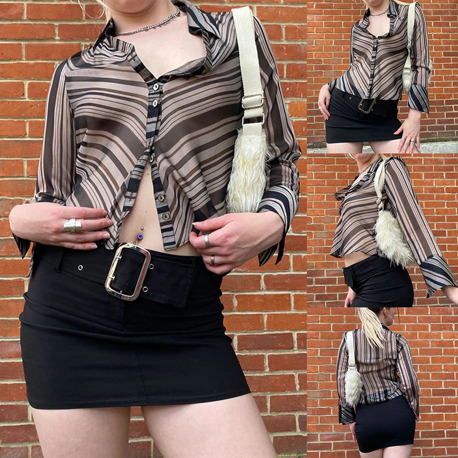 Women’s Striped Print Office Shirts Elegant Long Sleeve Button Down Slim Fit Mesh Tops
Women’s Striped Print Office Shirts Elegant Long Sleeve Button Down Slim Fit Mesh Tops