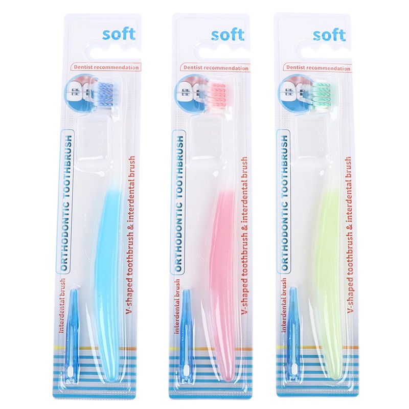 Oral Hygiene Care Orthodontic Tooth Brushes V-Shaped Orthodontic Toothbrush Soft Bristle with one Inter-Dental Brush
Oral Hygiene Care Orthodontic Tooth Brushes V-Shaped Orthodontic Toothbrush Soft Bristle with one Inter-Dental Brush