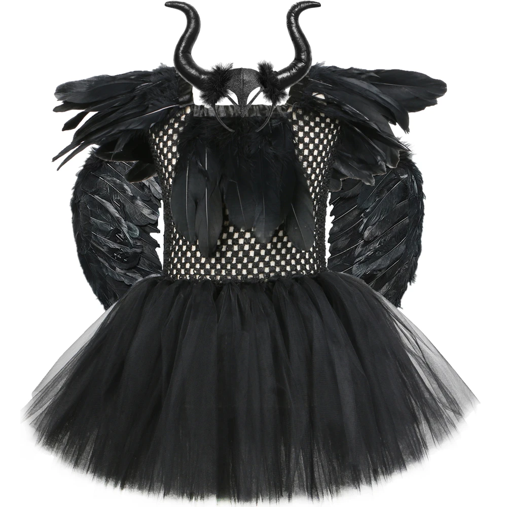 Black Devil Witch Tutu Dress Halloween Costumes Kids Girls Evil Queen Long Tutu Dress With Horns Wings Villian Witch Cosplay Set
Black Devil Witch Tutu Dress Halloween Costumes Kids Girls Evil Queen Long Tutu Dress With Horns Wings Villian Witch Cosplay Set