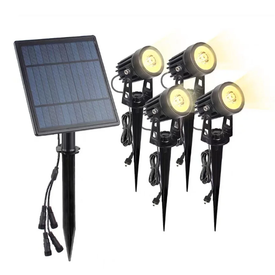 

4x3W LED Solar Spotlight IP65 Waterproof Adjustable Head Light Solar LED Lawn Lights For Garden Yard Path Landscape