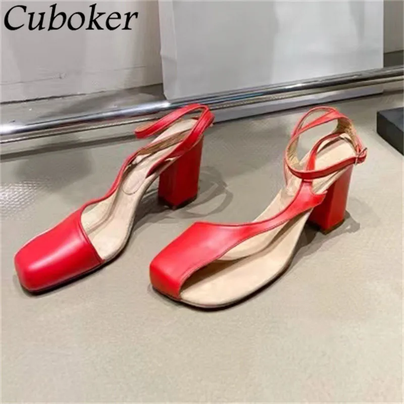 New Summer 2022 Designer Sandals Buckle Strap Women Pumps Split Square Heels Ladies Shoes Sexy Genuine Leather Sandalias Mujeres
New Summer 2022 Designer Sandals Buckle Strap Women Pumps Split Square Heels Ladies Shoes Sexy Genuine Leather Sandalias Mujeres
