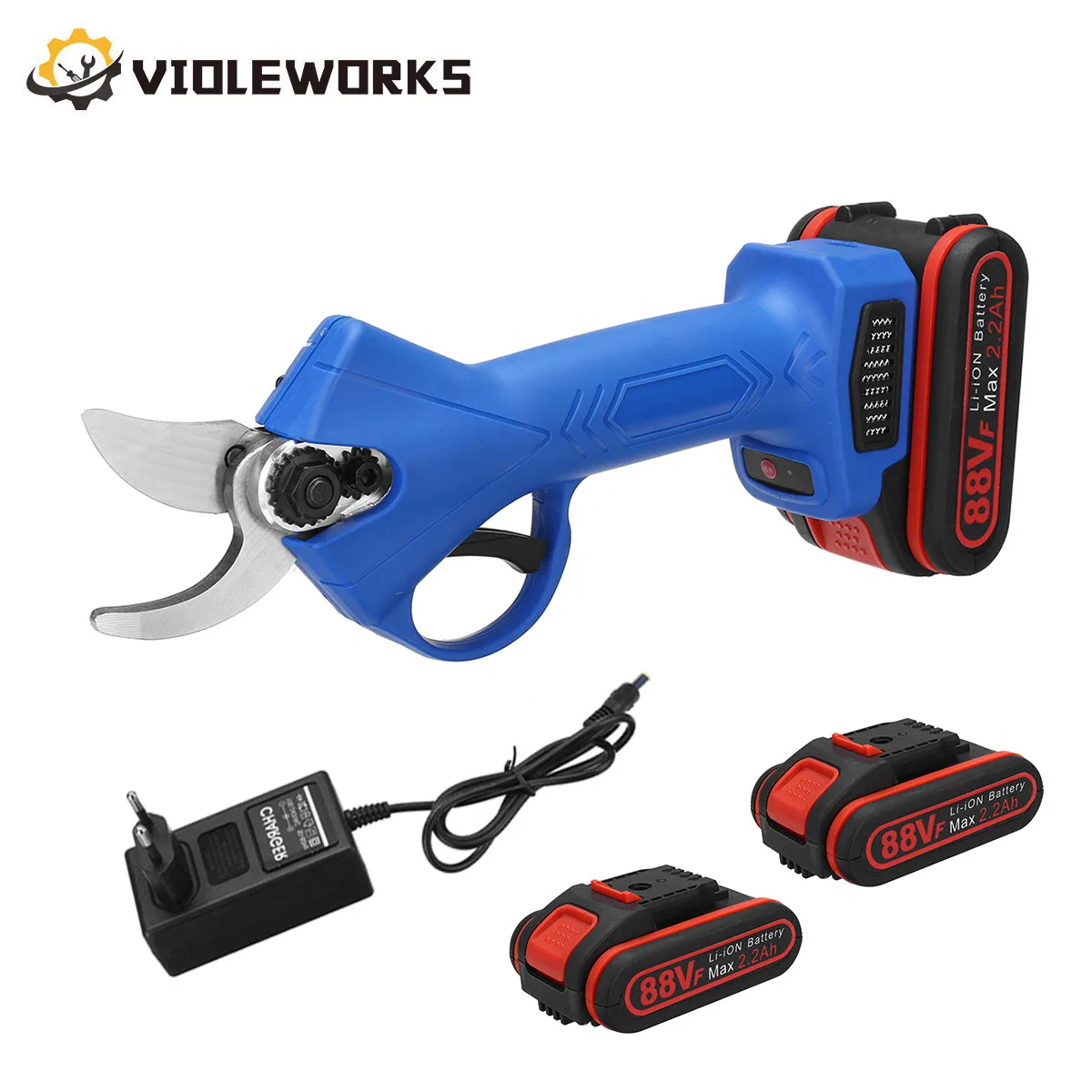 88V Electric Pruning Shears with 1/2 Li-ion Battery Rechargeable Garden Fruit Tree Cordless Pruner Cutter EU Plug 30mm Max Cut
88V Electric Pruning Shears with 1/2 Li-ion Battery Rechargeable Garden Fruit Tree Cordless Pruner Cutter EU Plug 30mm Max Cut