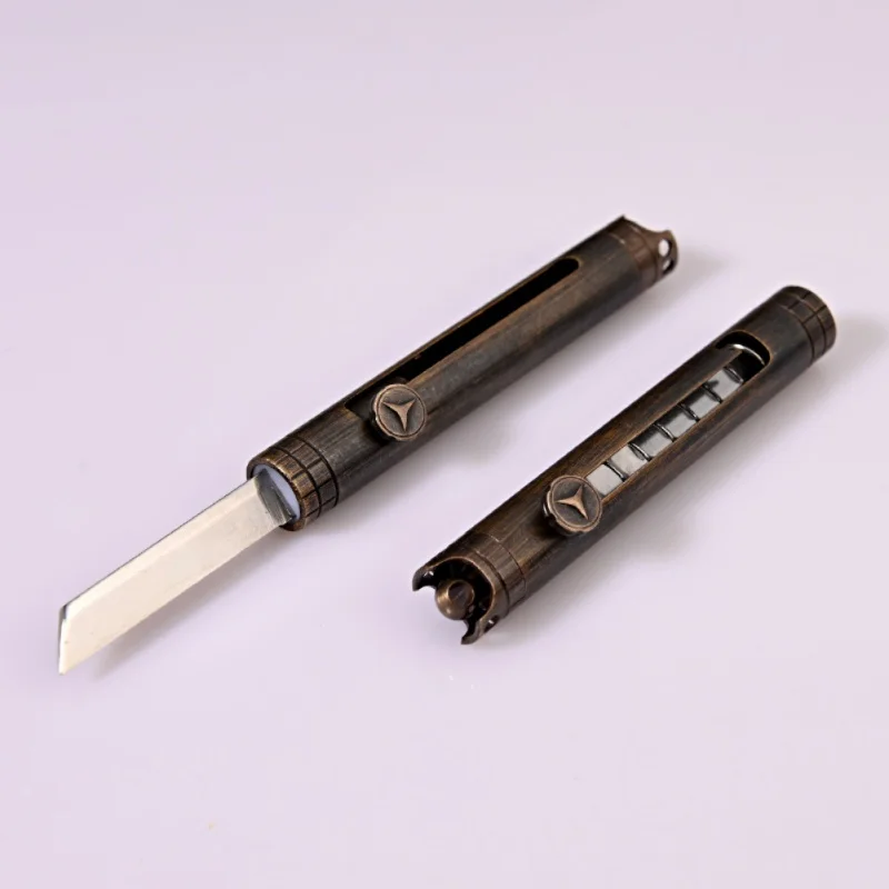 

Складной мини-Нож EDC, портативный многофункциональный нож с мини-лезвием для резки бумаги, латунный Карманный Брелок