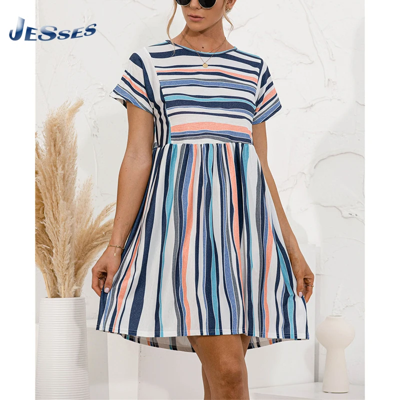 Women A-line Dress Short-sleeve Casual Round Neck Party Dresses Fashion Stripe Print Loose Midi Dress Femme Patchwork XL Vestido
Women A-line Dress Short-sleeve Casual Round Neck Party Dresses Fashion Stripe Print Loose Midi Dress Femme Patchwork XL Vestido