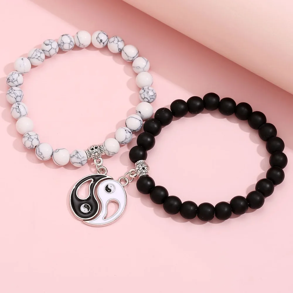 2Pcs / Set Tai Chi Yin Yang Couple Bracelet Charm Natural Stone Beaded Bracelets Lover Jewelry Gifts Friendship Bracelets Beaded
2Pcs / Set Tai Chi Yin Yang Couple Bracelet Charm Natural Stone Beaded Bracelets Lover Jewelry Gifts Friendship Bracelets Beaded