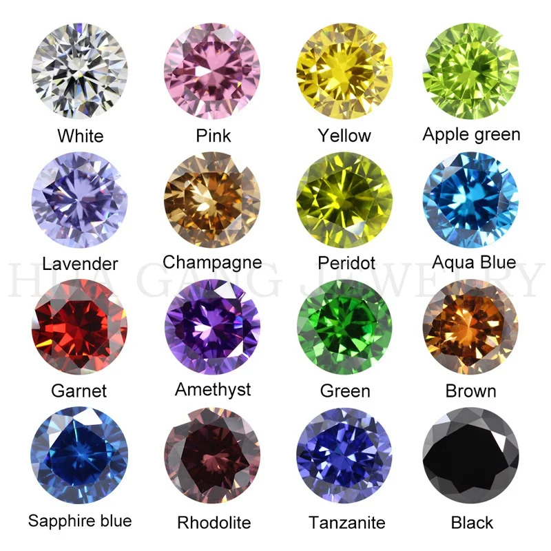 

5A Qaulity 1.0~3.0mm Various 20 Colors Loose Cubic Zirconia Stones Round Brilliant Cut Loose CZ Synthetic Gem For Woman Jewelry