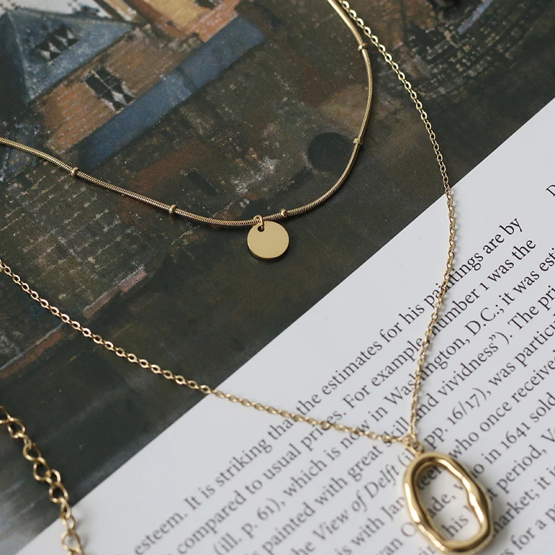 Punk Round Metal Chain Pendant Necklace Women Simple Double Layer Gold Color Irregular Circle Clavicle Chain Jewelry Collares
Punk Round Metal Chain Pendant Necklace Women Simple Double Layer Gold Color Irregular Circle Clavicle Chain Jewelry Collares