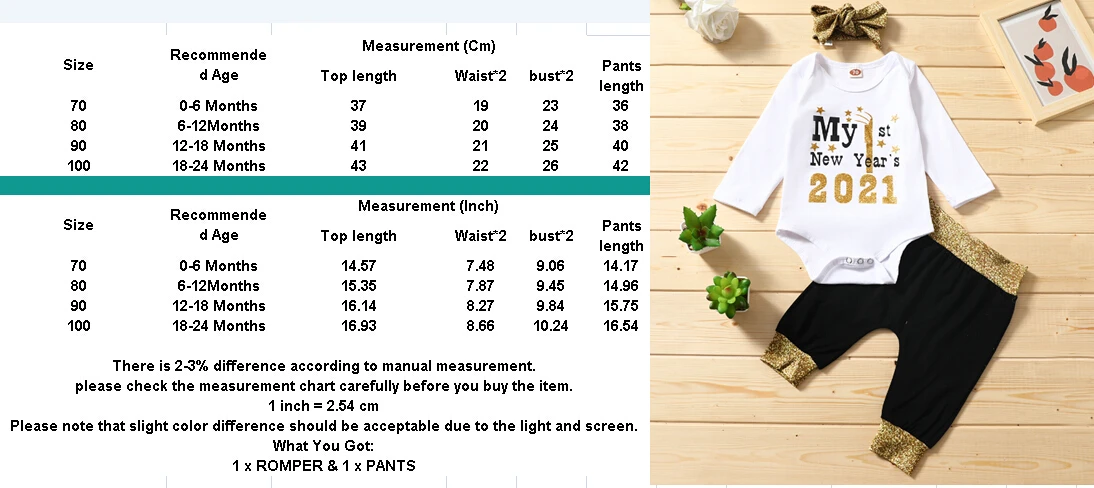 Infant Newborn Baby Girls Boy Outfits Suits My First New Year 2021 Print Long Sleeve Romper Top + Long Pant + Bow Headband 0-24m
Infant Newborn Baby Girls Boy Outfits Suits My First New Year 2021 Print Long Sleeve Romper Top + Long Pant + Bow Headband 0-24m