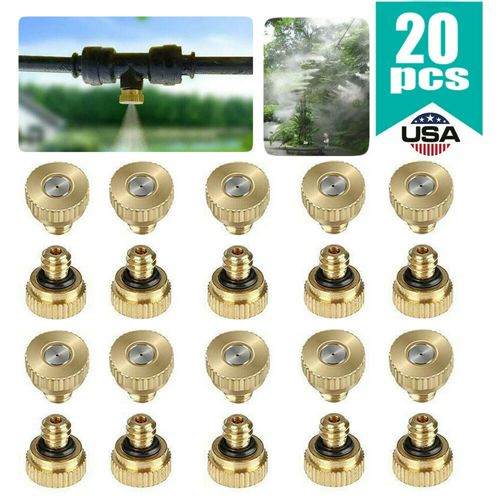 20Pack Brass Misting Nozzles Replacement Heads for Garden Patio Lawn Landscaping Dust Control and Outdoor Cooling Mister System
20Pack Brass Misting Nozzles Replacement Heads for Garden Patio Lawn Landscaping Dust Control and Outdoor Cooling Mister System