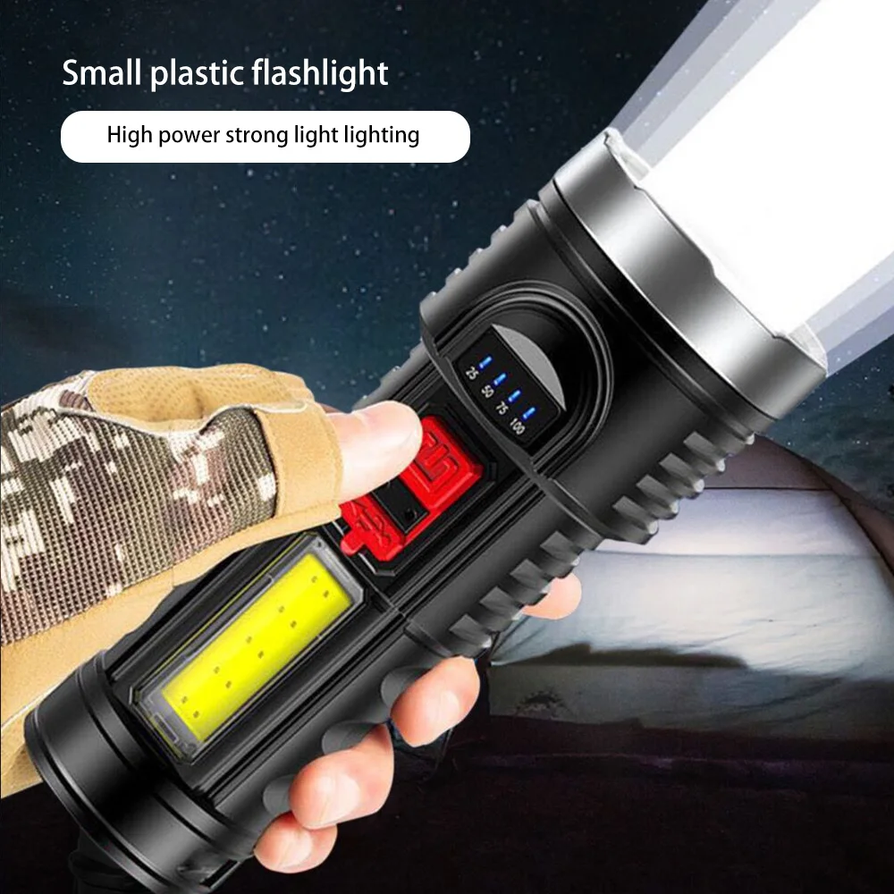 

Мощный светодиодный фонарик, миниатюрный портативный аварийный светильник для самообороны, COB фонарь для кемпинга, походов, улицы