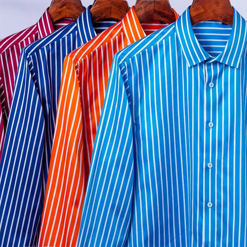 Non-iron 100% Cotton Fashion Color Striped Shirts For Men Long Sleeve Standard-fit Youthful Vitality High-quality Casual Shirt
Non-iron 100% Cotton Fashion Color Striped Shirts For Men Long Sleeve Standard-fit Youthful Vitality High-quality Casual Shirt