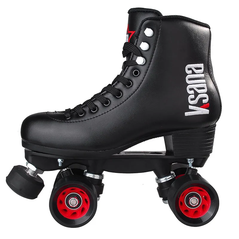 JK Quad Skates Double Row Roller Unisex PU Leather Shoes For Lovers Two Line 39*58mm Wheels Professional Patines | Спорт и