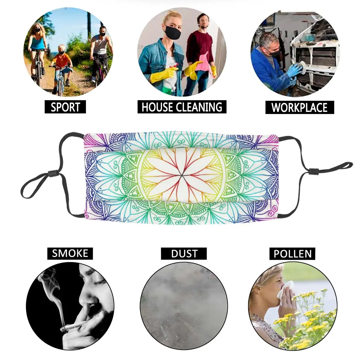 Rainbow Mandala Reusable Unisex Adult Face Mask Meditation And Yoga Anti Haze Dust Protection Cover Respirator Mouth Muffle
Rainbow Mandala Reusable Unisex Adult Face Mask Meditation And Yoga Anti Haze Dust Protection Cover Respirator Mouth Muffle