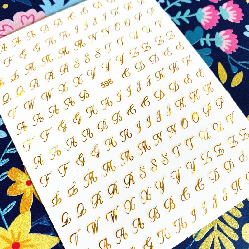 

Newest Five-color English alphabet series 3d nail art sticker nail decal stamping export japan designs rhinestones decorations