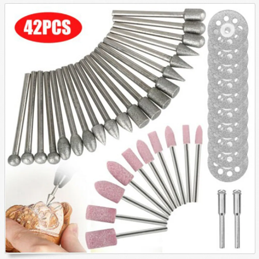 42pcs Diamond Grinding Cutting Carving Bit Set For Rotary Tool Stone Tile Glass For Cutting Engraving Grinding Polishing
42pcs Diamond Grinding Cutting Carving Bit Set For Rotary Tool Stone Tile Glass For Cutting Engraving Grinding Polishing
