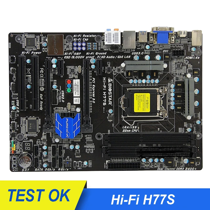 Оригинальная б/у материнская плата Biostar Hi-Fi H77S LGA 1155 DDR3 32 ГБ для процессора i3 i5 i7 USB2.0