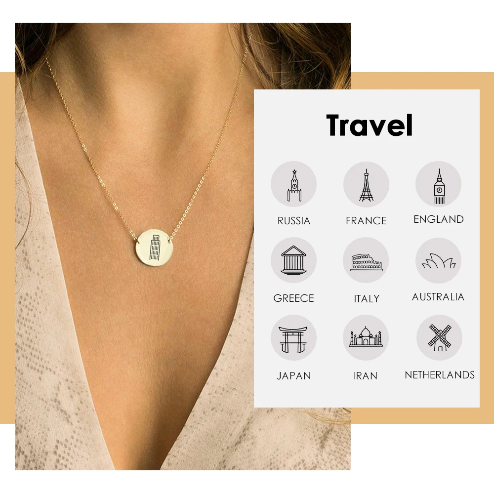 JUJIE 15mm Travel Memorial Necklace Stainless Steel Necklace For women custom made Necklace Jewelry Friend Gifts
JUJIE 15mm Travel Memorial Necklace Stainless Steel Necklace For women custom made Necklace Jewelry Friend Gifts