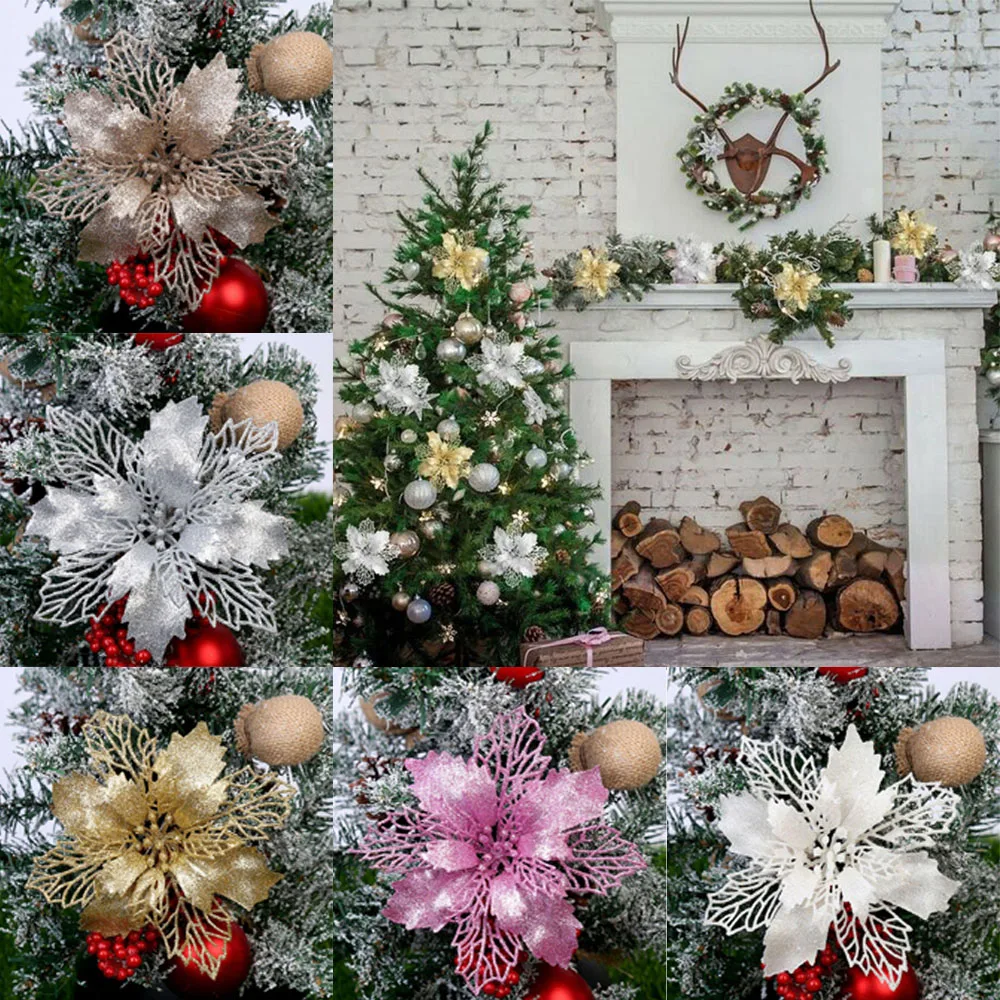 10X Christmas 16cm Poinsettia Glitter Flower Tree Hanging Party Xmas Decor Dust Wine Bottle Covers Household Merchandises
10X Christmas 16cm Poinsettia Glitter Flower Tree Hanging Party Xmas Decor Dust Wine Bottle Covers Household Merchandises