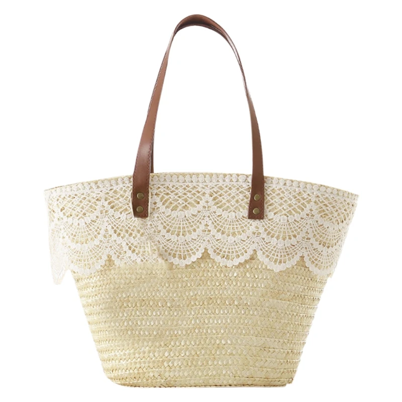 Fashionable Women's Lace Shoulder Bag Simple Woven Bag Straw Bag Large Capacity Beach Handbag 
Fashionable Women's Lace Shoulder Bag Simple Woven Bag Straw Bag Large Capacity Beach Handbag