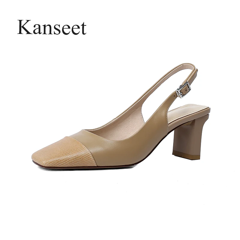 Kanseet Patchwork Women Genuine Leather Shoes High Heels Slingbacks Square Toe Sandals Party Dress Black Apricot Thick Heel Shoe
Kanseet Patchwork Women Genuine Leather Shoes High Heels Slingbacks Square Toe Sandals Party Dress Black Apricot Thick Heel Shoe