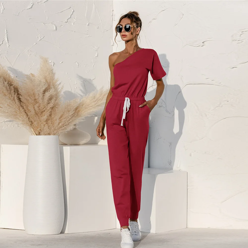 Women Sexy One Shoulder Solid Color Jumpsuits Elegant Casual Slim Lace Up Decor High Waist Short Sleeve Skew Collar Overalls XXL
Women Sexy One Shoulder Solid Color Jumpsuits Elegant Casual Slim Lace Up Decor High Waist Short Sleeve Skew Collar Overalls XXL