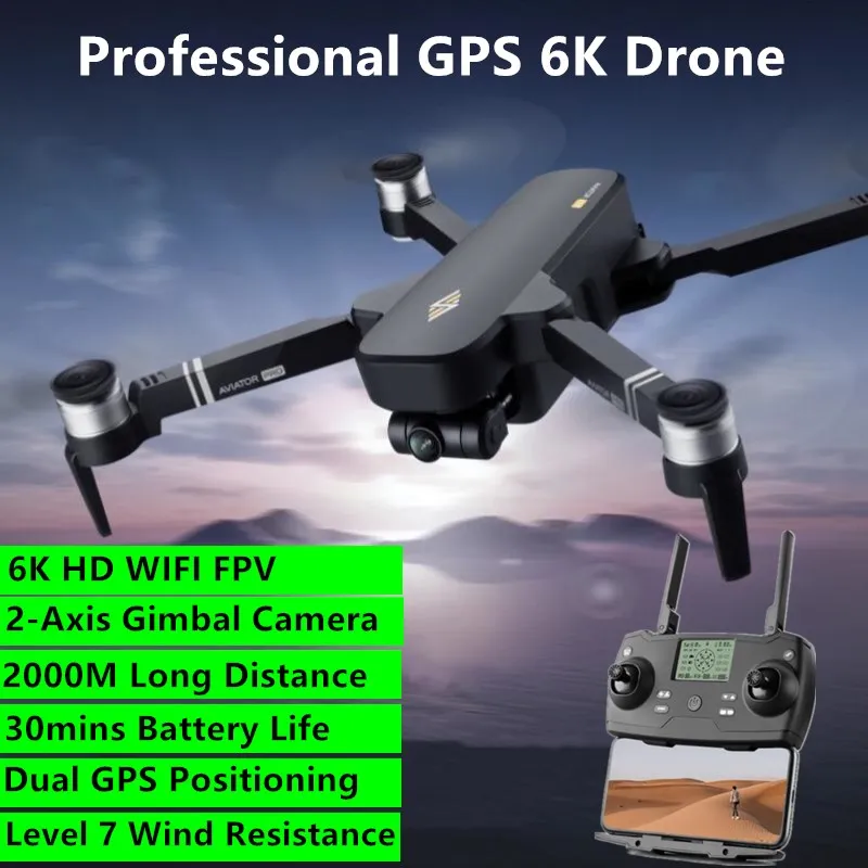 Профессиональный бесщеточный Радиоуправляемый Дрон GPS 6K, 2 оси, карданный подвес, 2000 м, 30 мин, Wi-Fi, FPV, HD, двойная камера, GPS, Дрон со спутным позиционированием
Профессиональный бесщеточный Радиоуправляемый Дрон GPS 6K, 2 оси, карданный подвес, 2000 м, 30 мин, Wi-Fi, FPV, HD, двойная камера, GPS, Дрон со спутным позиционированием