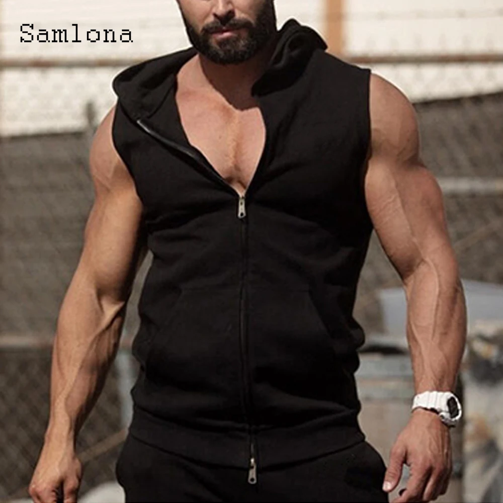 Samlona Men Tank Top Sleeveless Hooded Tops Sexy Mens Clothing Fashion Zipper Shirt Latest Summer Casual Slim Bodybuilding Vest
Samlona Men Tank Top Sleeveless Hooded Tops Sexy Mens Clothing Fashion Zipper Shirt Latest Summer Casual Slim Bodybuilding Vest