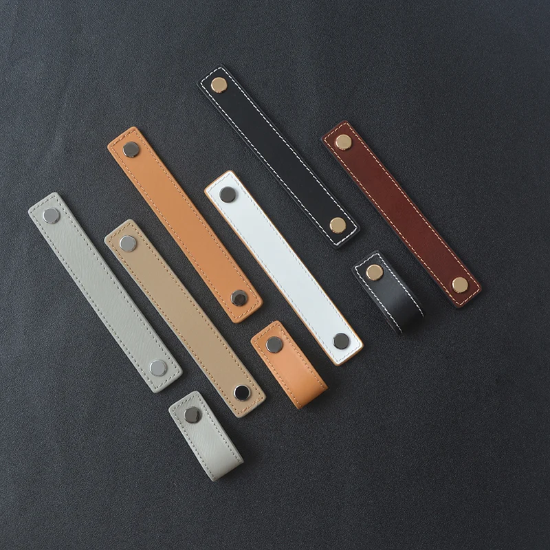 Khaki & gray leather handles leather drawer knobs cupboard handles wardrobe leather furniture handles for kitchen
Khaki & gray leather handles leather drawer knobs cupboard handles wardrobe leather furniture handles for kitchen