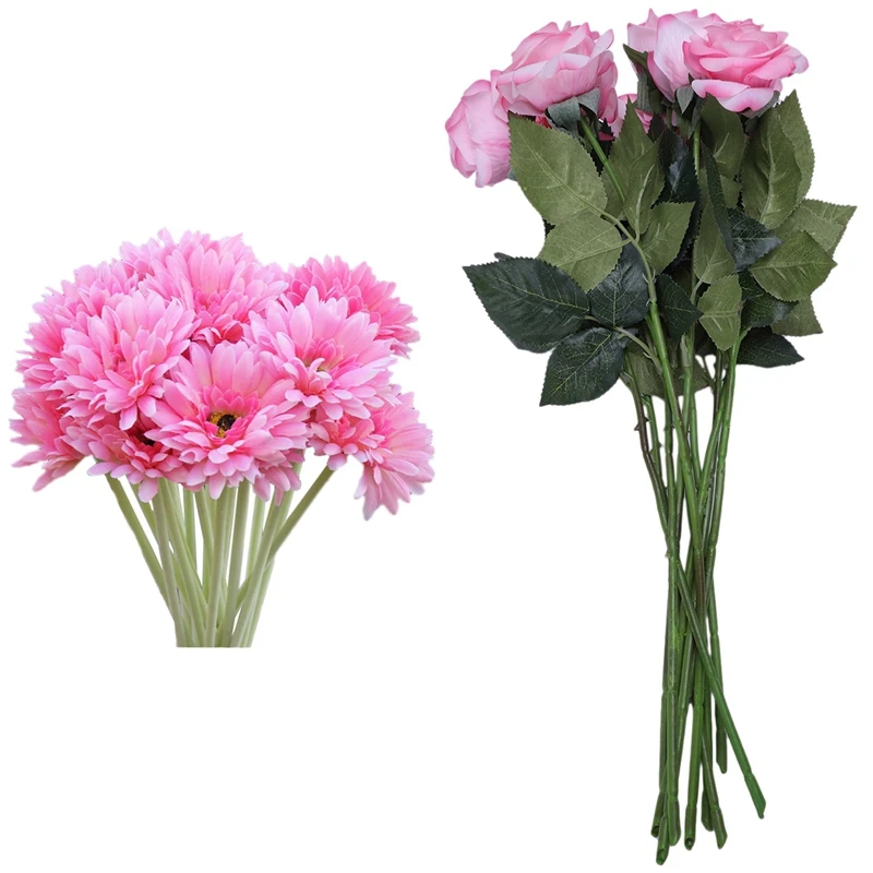10 PCS Artificial Silk Gerbera Daisy Flower Pink & 10 Pcs Latex Real Press Rose Decor Rose Artificial Flowers
10 PCS Artificial Silk Gerbera Daisy Flower Pink & 10 Pcs Latex Real Press Rose Decor Rose Artificial Flowers