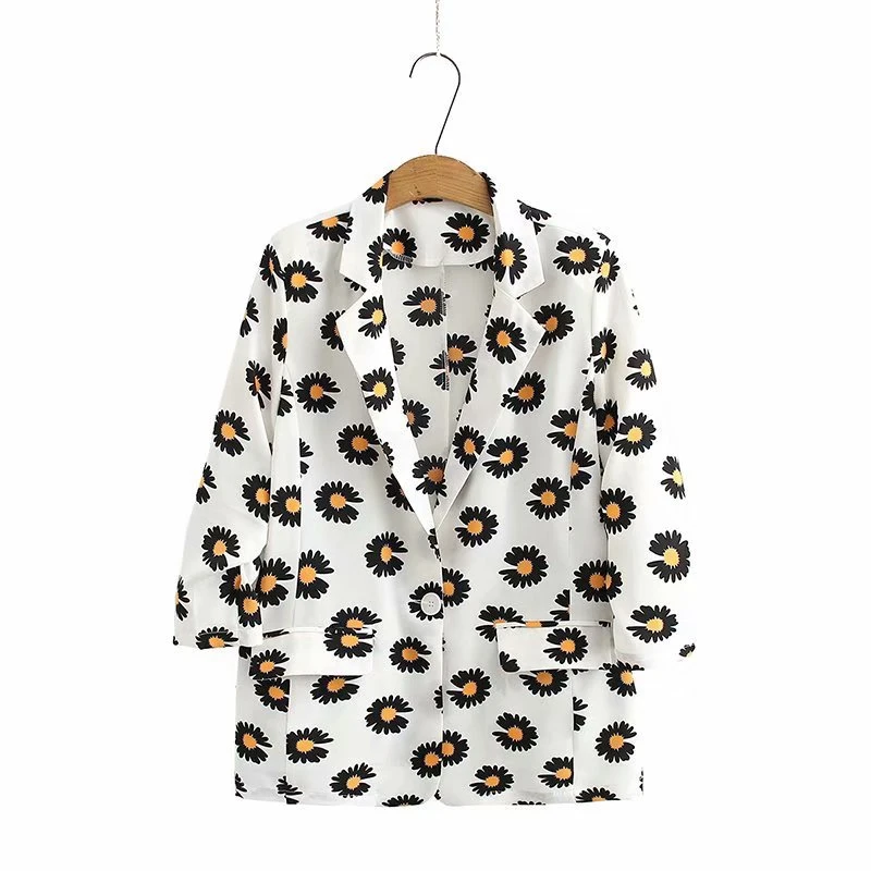Plus Size White Black M-3XL Blazers Women's 3/4 Sleeve Daisy Printed Casual Officewear Elegant Blazers 
Plus Size White Black M-3XL Blazers Women's 3/4 Sleeve Daisy Printed Casual Officewear Elegant Blazers