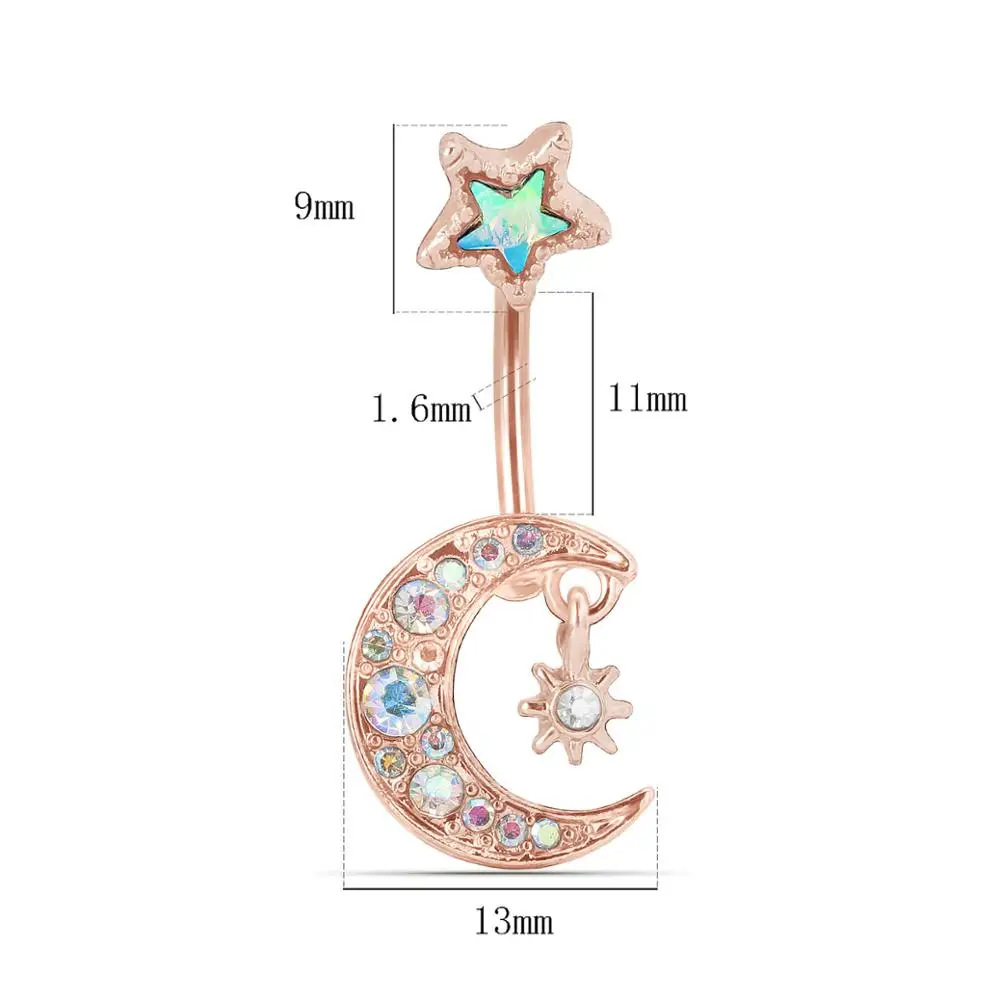 1PC Moon Shaped Belly Ring Women's Fashion Navel Bars Rings Punk Crystal Belly Button Piercing Ombligo Body Jewelry
1PC Moon Shaped Belly Ring Women's Fashion Navel Bars Rings Punk Crystal Belly Button Piercing Ombligo Body Jewelry