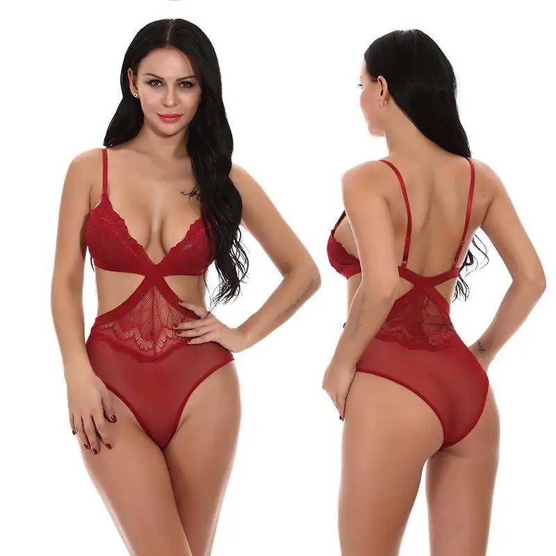 Новые сексуальные горячие Vrouwen Bloemen Kant Pak Een Stuk V hals нижнее белье эротическое Teddybeer