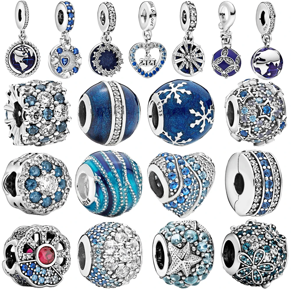 925 Sterling Silver Class Sparkling Blue Hearts Dangle Charms Women DIY Jewelry gift Beads fit Original Pandora Bracelets
925 Sterling Silver Class Sparkling Blue Hearts Dangle Charms Women DIY Jewelry gift Beads fit Original Pandora Bracelets