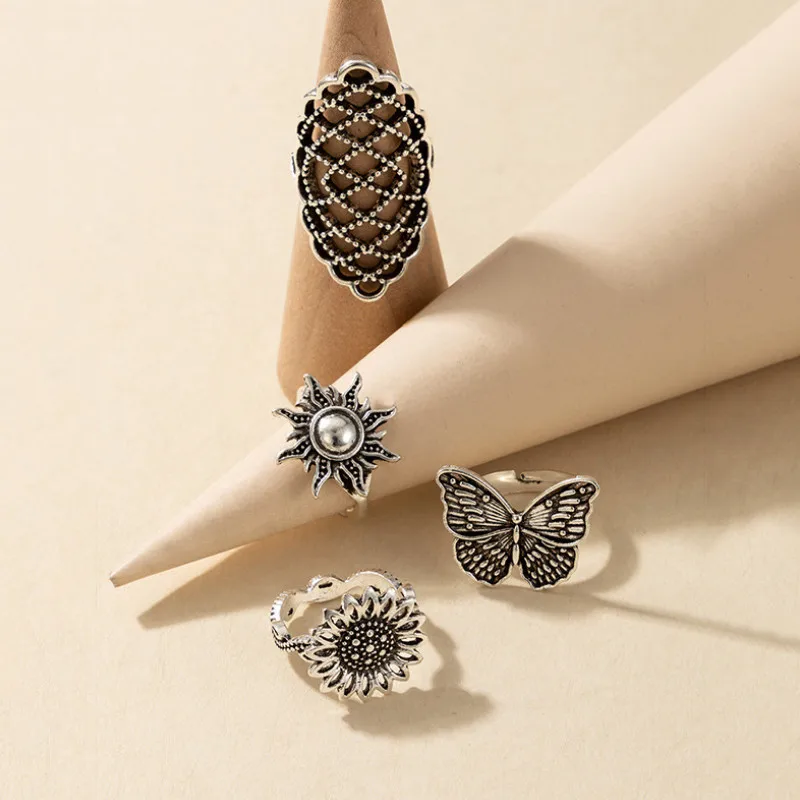 2021 New Butterfly Flower Sun Vintage Silver 4 Pcs/set Rings Set for Women Jewelry Party Gifts
2021 New Butterfly Flower Sun Vintage Silver 4 Pcs/set Rings Set for Women Jewelry Party Gifts