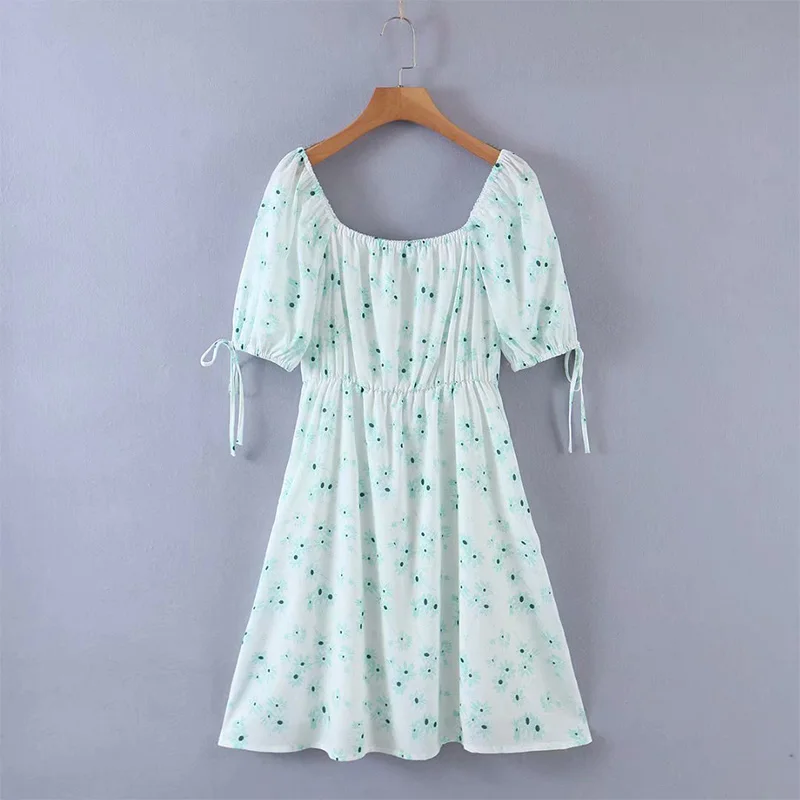 Women's 2021 New Elegant Summer Puff Sleeve Light Print Dresses For Ladies Lace Up Square Collar Small Floral Casual Short Dress
Women's 2021 New Elegant Summer Puff Sleeve Light Print Dresses For Ladies Lace Up Square Collar Small Floral Casual Short Dress