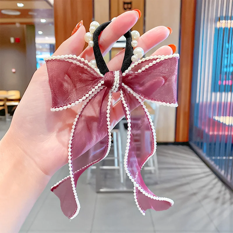 Fashion Bow Long Ribbons Hair Accessories For Women Simulation Pearl Net Yarn Elastic Hair Bands Girls Ponytail Holder Headwear
Fashion Bow Long Ribbons Hair Accessories For Women Simulation Pearl Net Yarn Elastic Hair Bands Girls Ponytail Holder Headwear