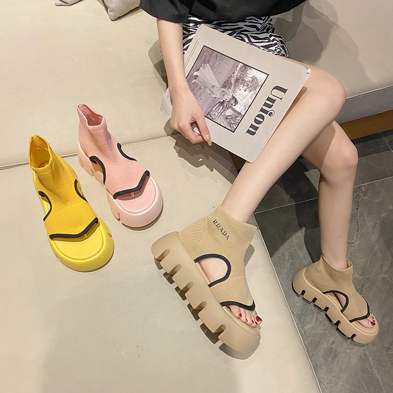 Knitted Breathable Thick-Soled Ladies Single Shoes Summer New Style All-Match Comfortable Soft Sole Casual Sports Sandals
Knitted Breathable Thick-Soled Ladies Single Shoes Summer New Style All-Match Comfortable Soft Sole Casual Sports Sandals