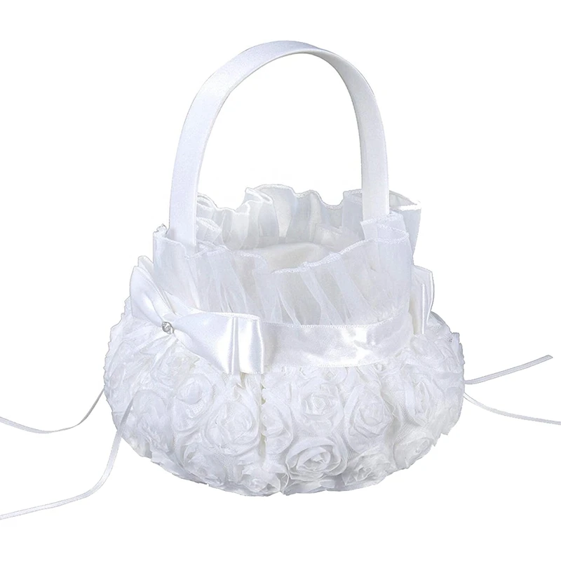 Silk Flower Girl Baskets For Weddings Wedding Flower Basket With Handle White Ceremony Party Decor
Silk Flower Girl Baskets For Weddings Wedding Flower Basket With Handle White Ceremony Party Decor