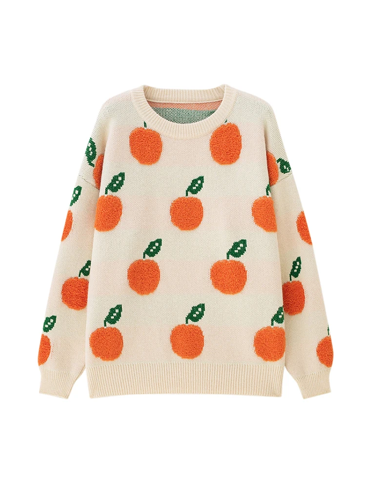 2020 Autumn New women cute orange printing loose pullovers sweater Long sleeve O-neck knitting sweater female tops
2020 Autumn New women cute orange printing loose pullovers sweater Long sleeve O-neck knitting sweater female tops