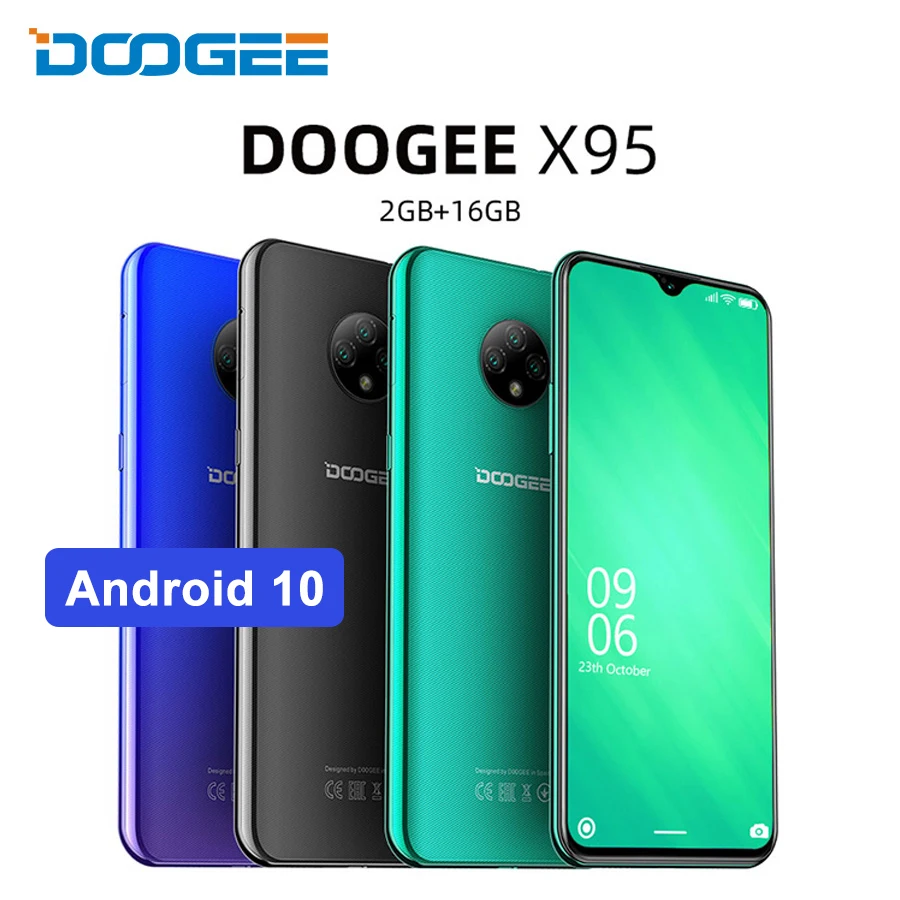 

DOOGEE X95 Mobile phone 6.52" Display Android 10 4G LTE 13MP Triple Camera 19:9 Ratio 2GB RAM 16GB ROM MTK6737 4350mAh Cellphone