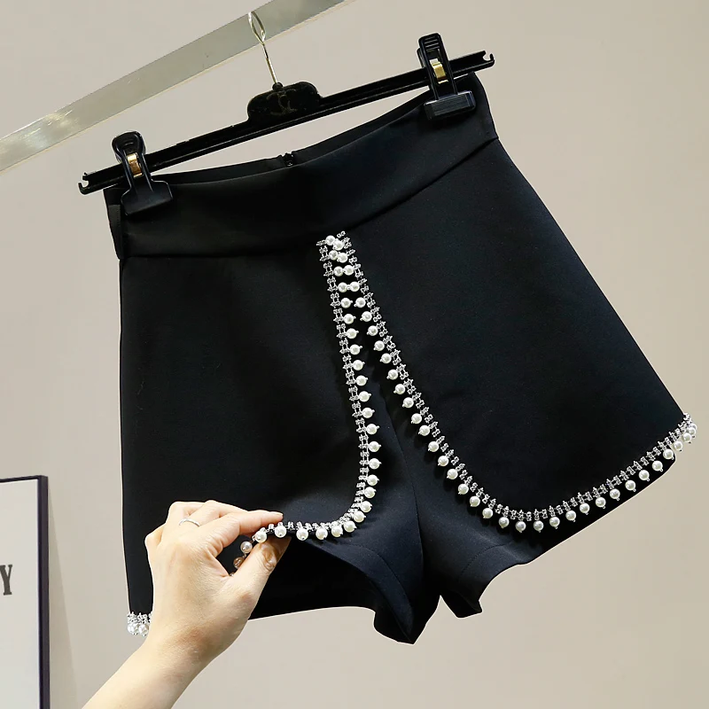 Heavy Industry Beads Rhinestone Chain Decorative A- Line Wide Leg Casual Lady Shorts All-Matching Women High Waist Spring Shorts
Heavy Industry Beads Rhinestone Chain Decorative A- Line Wide Leg Casual Lady Shorts All-Matching Women High Waist Spring Shorts