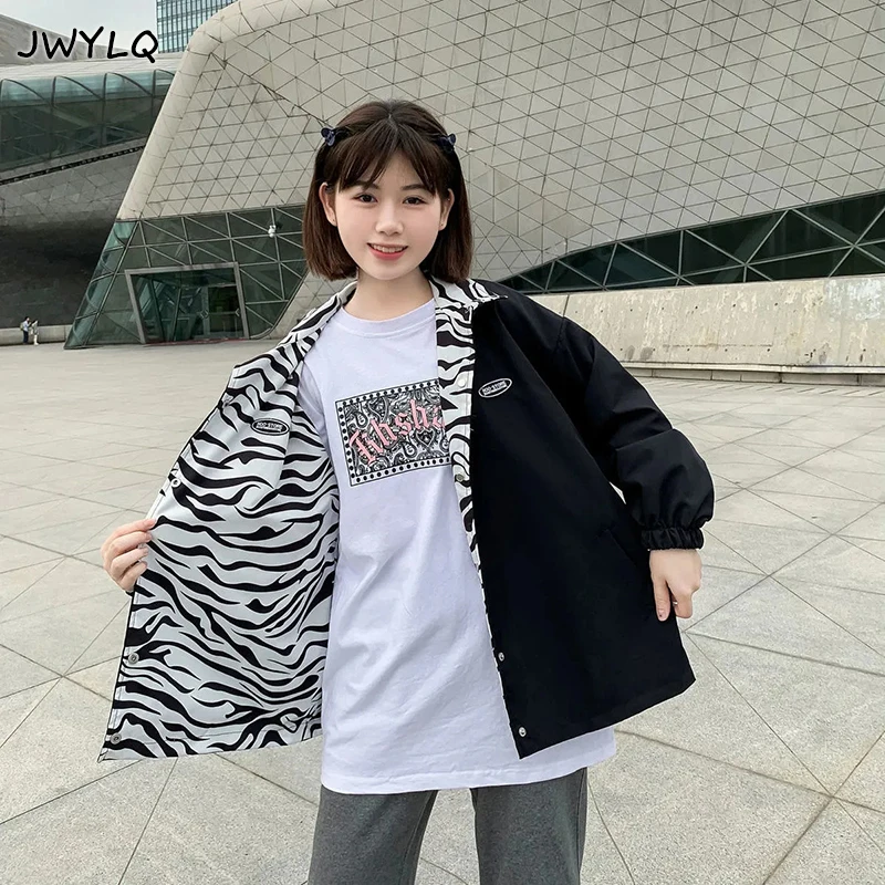 Double-sided Zebra Pattern Women Jackets Harajuku Bf Simple Single-breasted Stand-up Collar Loose Streetwear Women Clothing Coat
Double-sided Zebra Pattern Women Jackets Harajuku Bf Simple Single-breasted Stand-up Collar Loose Streetwear Women Clothing Coat