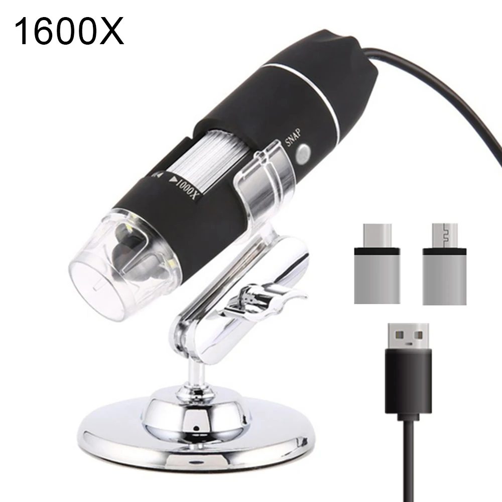 Новый 1600X ручной Цифровые микроскопы Портативный 3 в 1 Тип USB C Micro Интерфейс